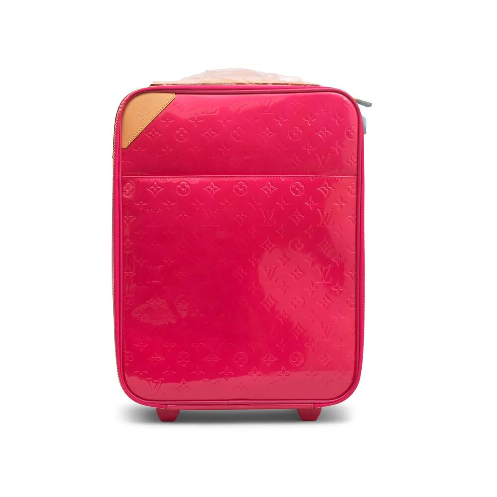 Damaged Louis Vuitton Monogram Vernis Pegase 45 Trolley Rolling Luggage Rose